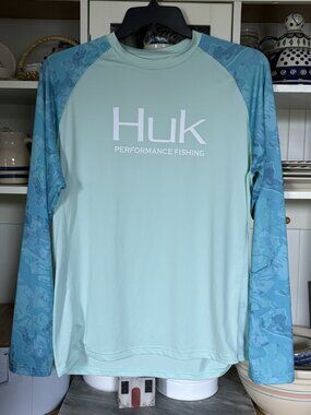 HUK Men's Fishing Shirt Sz M Double Header Long Sleeve Sun Protecting